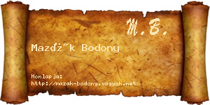 Mazák Bodony névjegykártya